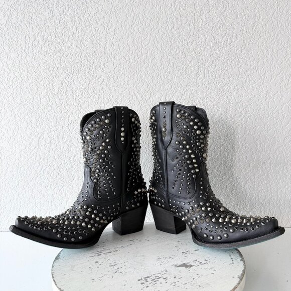 Lane DOLLY Womens Cowboy Bootie 8 Black Bling Western Cowgirl Short Ankle Boots - Picture 7 of 11